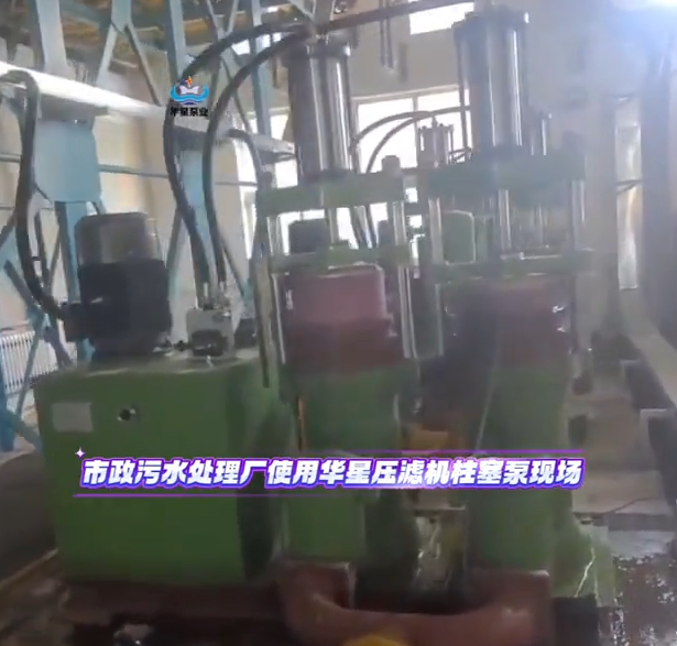 市政污水處理廠(chǎng)使用華星壓濾機柱塞泵現場(chǎng)